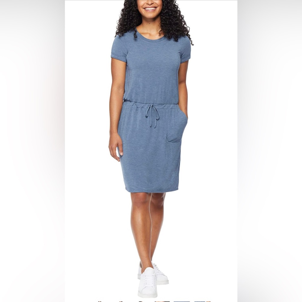 32 DEGREES Cool Women's Short Sleeve Comfy Elastic Waist Lux Dress